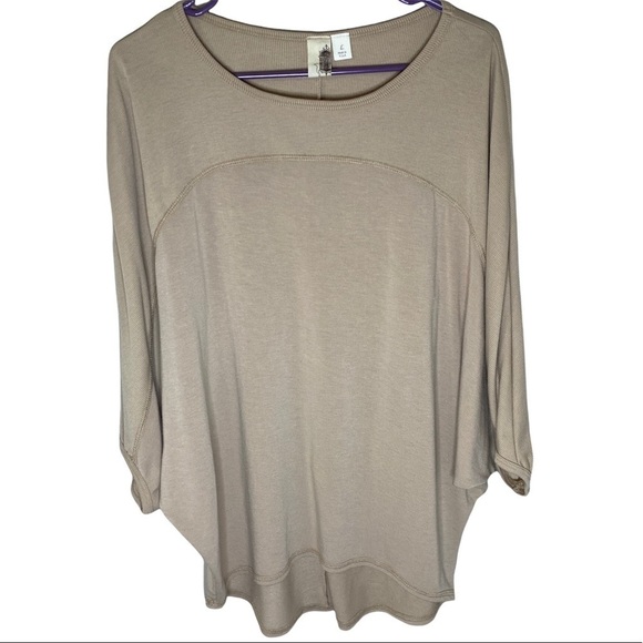 Francescas birdcage nude batwing top ribbed yolk womens Large - Picture 5 of 7